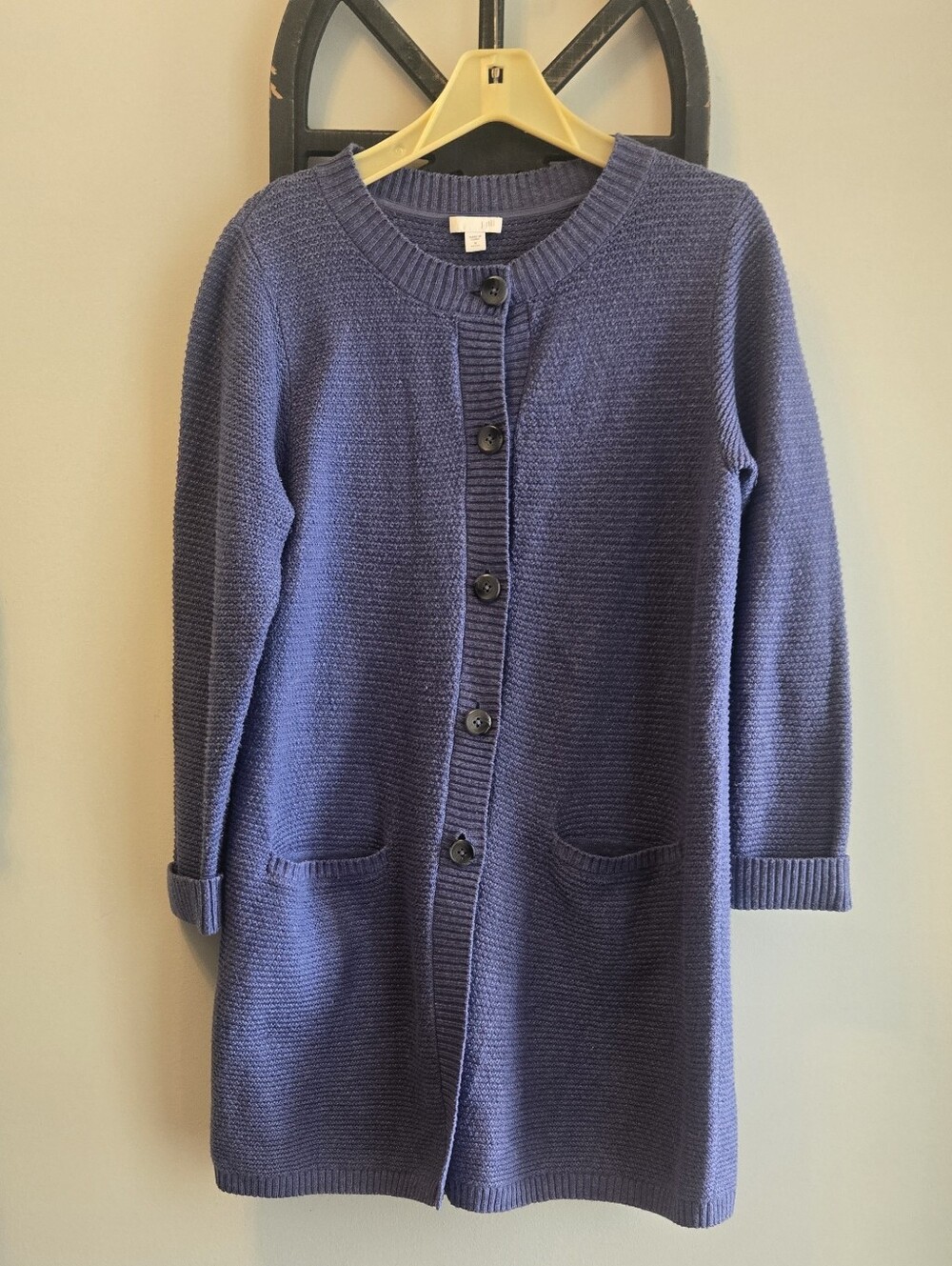 J.Jill Periwinkle Blue Textured Knit Cardigan Sweater - Size Medium Petite